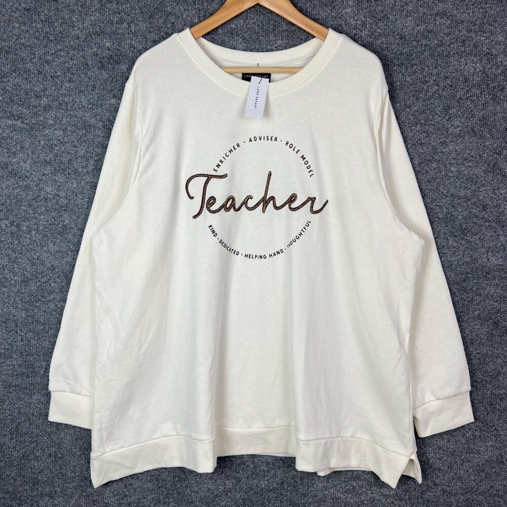 NWT Lane Bryant Sweatshirt Women Cream‎ Pull over Long Sleeve Size 22/24